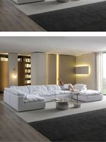 Canapé modulaire en forme de U, en tissu blanc, style nuage, avec plumes compressées, pour salon, emballage sous vide