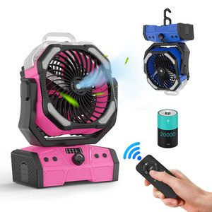 Ventilateur de camping extérieur avec lumière, télécommande, batterie 20000 mAh, ventilateur de tente, prise universelle, alimentation en air oscillante - Product Image 1