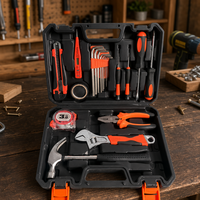 Ensemble d'outils à main en acier au carbone de 20 pièces avec étui rigide, tournevis, pinces, marteau, clé hexagonale, ruban à mesurer pour l'entretien domestique