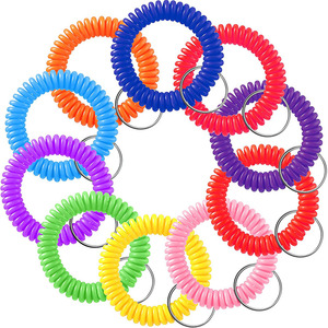 Portachiavi a spirale da polso a molla colorata portachiavi da polso in plastica estensibile braccialetti da polso polsino a spirale portachiavi portachiavi Tag