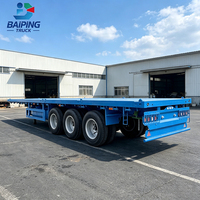 Semi-remorque à plateau plat 3 essieux 40 pieds, remorque à plateforme robuste pour le transport de conteneurs, palettes en acier et marchandises