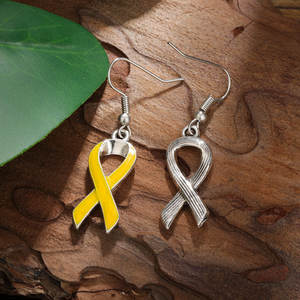 Pendientes <span class=keywords><strong>de</strong></span> lazo rosa <span class=keywords><strong>de</strong></span> oro amarillo esmaltado del fabricante, joyería colgante <span class=keywords><strong>de</strong></span> concienciación sobre el cáncer <span class=keywords><strong>de</strong></span> mama infantil - Product Image 6