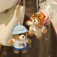 HECION Porte-clés en peluche William Bear, le plus vendu, adorable ours en peluche de style britannique, pendentif de sac mignon et cadeau