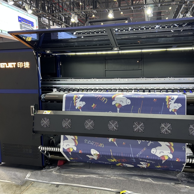 ENJET Roll to Roll Heavy Duty Industrial Dye Sublimation Printer 8 I3200 Heads Printing on Polyester Fabric