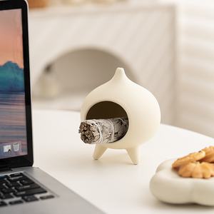 Brûleur d'encens en céramique moderne trois-en-un et support pour Palo Santo, fait main, pour bâtonnets de <span class=keywords><strong>sauge</strong></span> et de Palo Santo, bol d'aromathérapie - Product Image 4