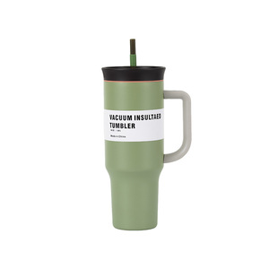 Gobelet de voyage isotherme sous vide en acier inoxydable 304, grande capacité 1200 ml (40 oz), avec poignée et paille, 8 couleurs, logo personnalisé - Product Image 2