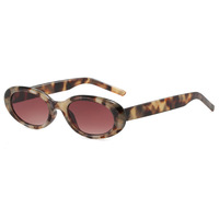 Lunettes de soleil ovales vintage pour femmes, imprimé léopard rétro, style Y2K, monture écaille de tortue, petites lunettes de vue, vente en gros