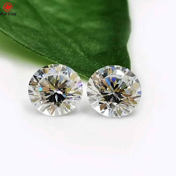 Wuzhou high quality white color round shape diamond cut synthetic cubic zirconia loose gemstone