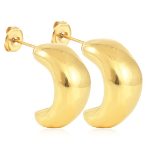 Gold <b>Moon</b> Shape Stud <b>Earrings</b> Titanium Steel U Shape Fashion <b>Earrings</b> 19039 - Product Image 1