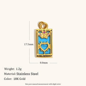 Dingran liontin cincin kunci berlapis emas, aksesoris liontin Enamel warna-warni berlapis emas baja tahan karat - Product Image 2