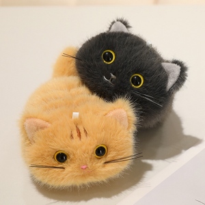 Llavero de peluche de gato mini de piel sintética de alta densidad, sedoso y de primera calidad, con forma de pompón redondo y ojos realistas, venta al por mayor de fábrica OEM - Product Image 3