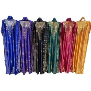 Nouvelle <span class=keywords><strong>Robe</strong></span> Longue Africaine Décontractée Grande Taille en Fausse Fourrure Brillante sans Manches, Col Unique Doré Estampé, Style Dashiki - Product Image 1