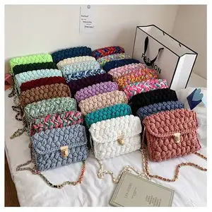 CPC Hand Made knitted Fashion Women Handmade Shoulder Bag Cross body DIY Kit Material Cloth Hand Woven Bags