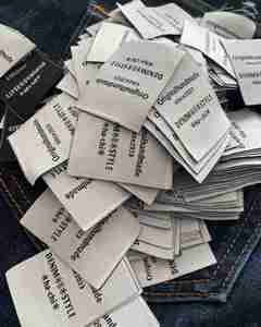 Custom Eco-Friendly Black Woven Clothing Garment Care Labels with One Side <b>Fold</b> and Press Labels for Shirt Jackets - Product Image 4