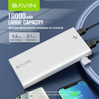 BAVIN Prix de gros Logo personnalisé Banque d'alimentation portable à écran LED Charge rapide 10000mah Banque d'alimentation mince avec support de téléphone PC050