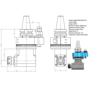 Cabezal Angular de Fresado Lateral de 90 Grados, Cabezal de Ángulo Recto BT/HSK/CAT/SK, Cambio Automático de Herramienta, Puede Guardarse en el Magazín de Herramientas - Product Image 6