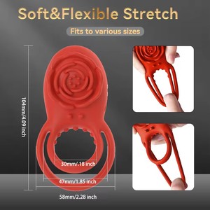 Anneau pénien vibrant coloré de taille moyenne avec stimulateur clitoridien Rose, 8 vibrations, jouet sexuel pour hommes, modèle - Product Image 6