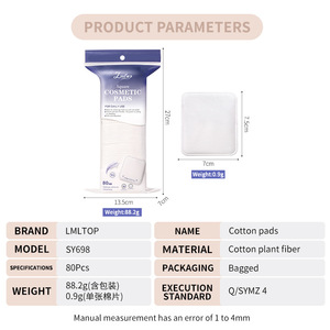 Almohadillas de Algodón Cosméticas Desechables al por Mayor, Biodegradables, para Desmaquillar Uñas, Labios y Rostro, Almohadillas de Algodón Orgánico para Viajes SY698 - Product Image 2