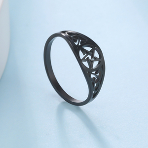 <span class=keywords><strong>Bague</strong></span> Pentagramme Noire Gothique Nœud Celtique Myshape pour Hommes et Femmes en Acier Inoxydable, Bijoux Amulette Wicca Surnaturelle, Vente en Gros - Product Image 2