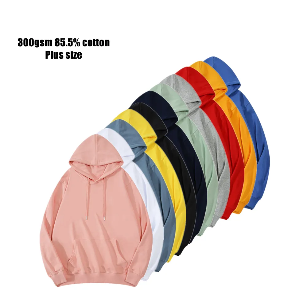 Grosir Hoodie Pullover Unisex Hoodie Kosong 85.5% Katun Terry Sweater Hoodie Pria Wanita Hoodie