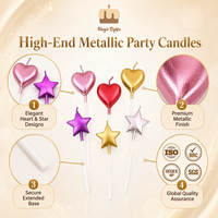 Premium Metallische Herz- und Stern-Geburtstagskerzen-Set Bunte Herz-Stern-Kuchendekoration Kerzen für Hochzeit Jubiläum Party