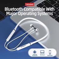 Écouteurs Lenovo HE05X II originaux, bande magnétique pour le cou, basses puissantes, étanches, stéréo, bande de cou, écouteurs sans fil