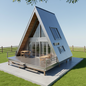 Kit Cabina Prefabbricata a Forma di A, Casa Triangolare Modulare Moderna, Casa Vacanze con Struttura in <span class=keywords><strong>Acciaio</strong></span>, Casa Modulare Sostenibile di Piccole Dimensioni - Product Image 1