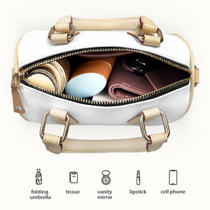 Sac à main élégant pour femme, sac cylindrique personnalisé avec imprimé feuilles tropicales, mini sac Boston en cuir PU, impression à la demande - Product Image 5