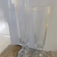 Décoration de mariage et fournitures : Grand vase en verre transparent rayé, vase décoratif en forme de trompette pour fleurs, centre de table