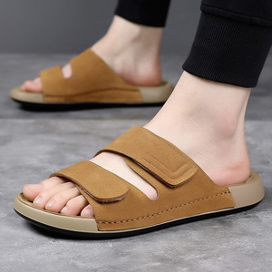 Men's Open Toe Slide Slippers PU Upper Lightweight Hook And Loop Fastener - Product Image 3