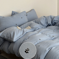 Low MOQ personnalisé fleur imprimée housse de couette ensemble de draps de lit de literie en coton doux