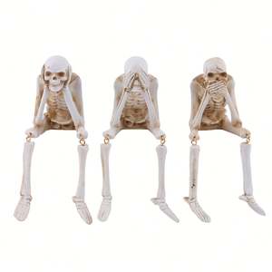 Gran oferta, estatua de esqueleto realista See Speak Hear No Evil Figure, decoraciones de Halloween, regalo de colección de terror de poliresina - Product Image 1