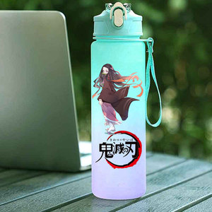 แก้วน้ำลายดาบพิฆาตอสูรญี่ปุ่น 750 มล. แก้วพลาสติกพกพาขนาดใหญ่สำหรับคุณแม่ ลายคามาโดะ เนซึโกะ ลายอนิเมะไล่สี - Product Image 4