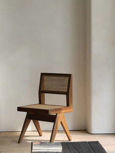 Solid Wood Rattan Armless Dining Chair Mortise Tenon <b>Backrest</b> Master Design Distressed Japanese Wabi-Sabi Style Home Furniture - Product Image 4