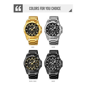 Reloj de Cuarzo para Hombre Skmei 2399 Dorado, Plateado y Negro, Correa de Acero Inoxidable, Diseño Simple de Dibujos Animados, Resistente al Agua 3ATM, Luminoso, Venta al Por Mayor - Product Image 4