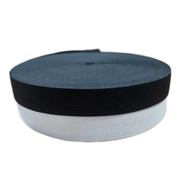 Rouleau élastique tricoté en caoutchouc polyester noir et blanc de largeur personnalisée pour vêtements de sport