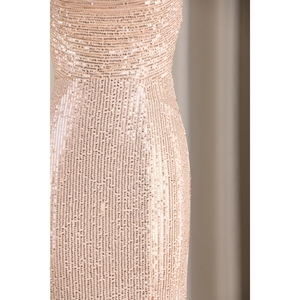 Robe de Demoiselle d'Honneur Moulante Doré Rose à Col Halter et Fente, en Satin avec Traîne et Paillettes, Élégante, <span class=keywords><strong>Sexy</strong></span>, à Bretelles, de Luxe, Écologique, pour Soirée et Bal - Product Image 6