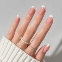 Y215 Kaixin Factory Faux ongles à presser forme bec de canard haute brillance, style French, rose nude et blanc, pour usage intérieur, Fournisseurs