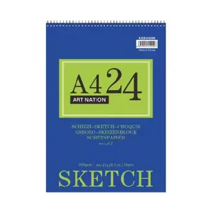 High quality Sketch pad Microperforation size 30x30cm Short coil up open Full 200gsm24 pages 315*300mm Art Nation pad