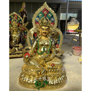 Gran Moneda de Latón Fundido Pintada a Mano, Adorno Artesanal Budista Tibetano del Dios de la Riqueza Verde Amarillo, Estilo Animal de Buda Tara Blanca - Product Image 3