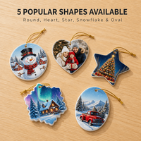 Sublimations-Keramik-Ornament Blanko Weiß Rund Personalisiertes Ornament für Weihnachtsbaum Benutzerdefiniertes Foto Feiertagsdekoration Großhandel
