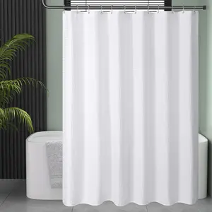 Customized White Heavy Duty 72x72 Inches Machine Washable Waterproof Fabric Shower Curtains For Hotel Bathroom