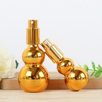 Botol Semprot Serum/Lotion Minyak Atsiri Berlapis Emas Elektroplating Model Labu Ganda untuk Pengolesan dengan Roller, Warna Perunggu