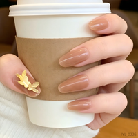 Ongles à presser en ABS doré nude, forme cercueil, longs, personnalisables avec logo et emballage sur mesure