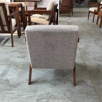 Fauteuil de salon KMJ de style mid-century avec structure en bois, revêtement en tweed, fauteuil de détente pour salon moderne et hôtel