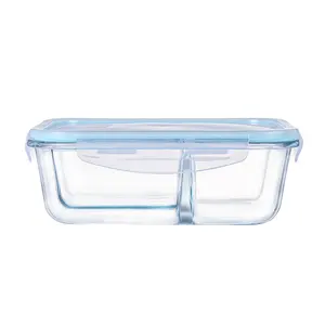 Groothandel Doorzichtige Magnetron Bpa Gratis Maaltijd Prep Glazen Lunchbox Glazen Voedselverpakkingen Met Plastic Deksel Bento Box Volwassen Lunchbox