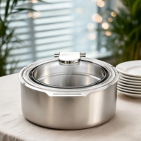 Chauffe-plat de buffet 6L en acier inoxydable 304 avec couvercle en verre à fermeture lente hydraulique, chauffage à l'alcool, plage de température 85-100°C pour hôtel