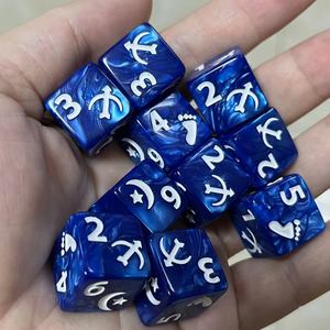 Lot de 10 dés de <span class=keywords><strong>jeu</strong></span> D6 de 16 mm en acrylique arrondi avec motifs, pour TRPG, dés de collection - Product Image 5
