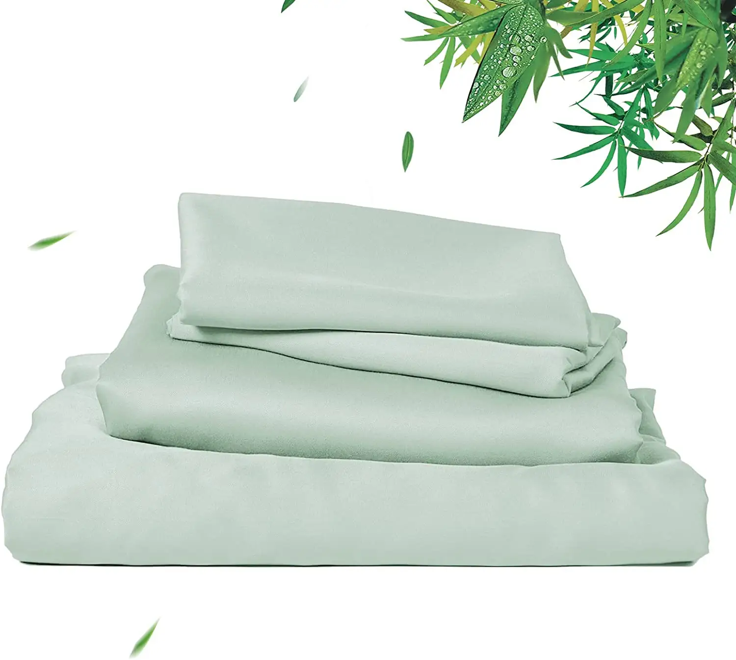 100% Bamboo Cooling Sheets Set Queen Sage Green Super Soft Breathable Organic Bamboo Sheets with Deep Pocket