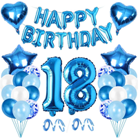 Bleu 15-18 ans garçon anniversaire Fiesta fête décoration fournitures ensemble 15 numéro feuille ballon anniversaire confettis ballons latex bouquet
